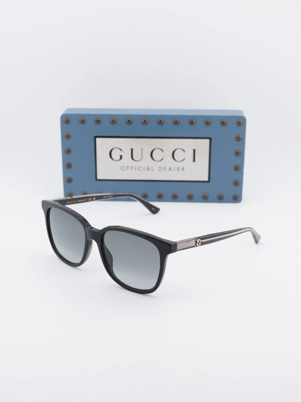 Gucci GG0376SN 001 Square Sunglasses - Black / Grey